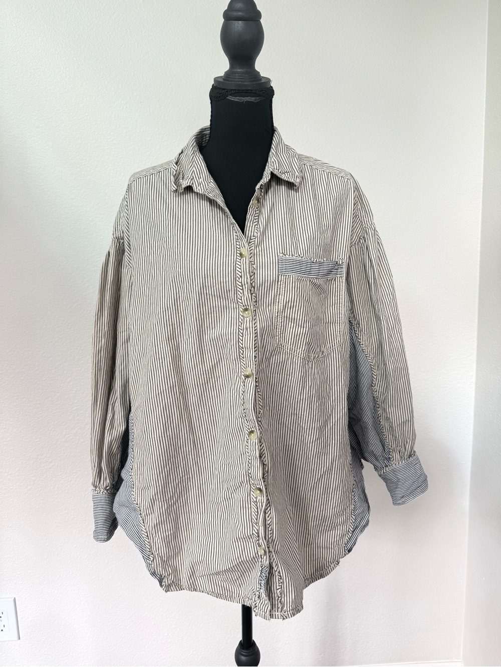 We The Free Striped Oversized Button Down Shirt Small